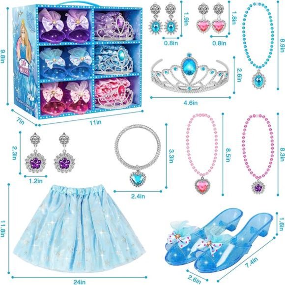 Princess Dress Up Toys &Jewelry Boutique,Princess Costumes Set incl Color Skirts - Picture 6 of 7